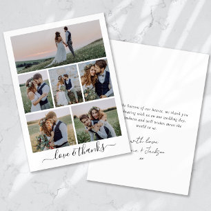 Tarjeta De Agradecimiento Boda multifotográfico con guión de caligrafía