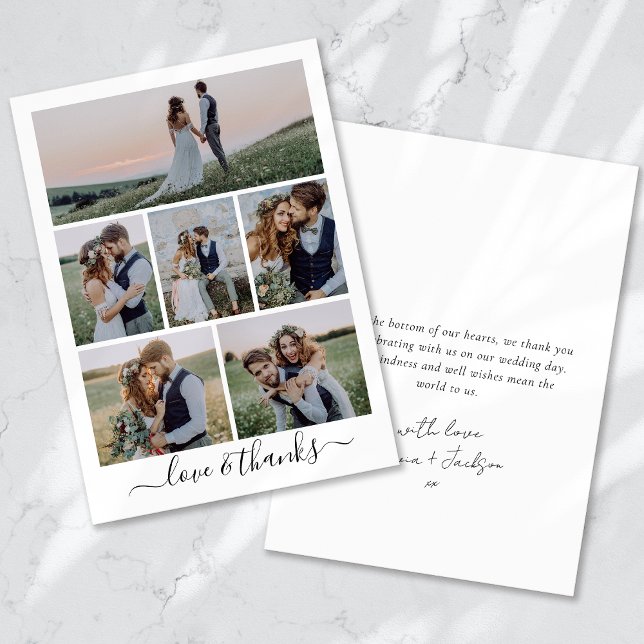 Tarjeta De Agradecimiento Boda multifotográfico con guión de caligrafía (Subido por el creador)