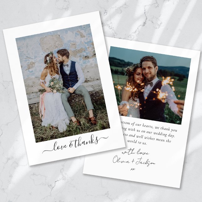 Tarjeta De Agradecimiento Boda multifotográfico con guión de caligrafía (Subido por el creador)