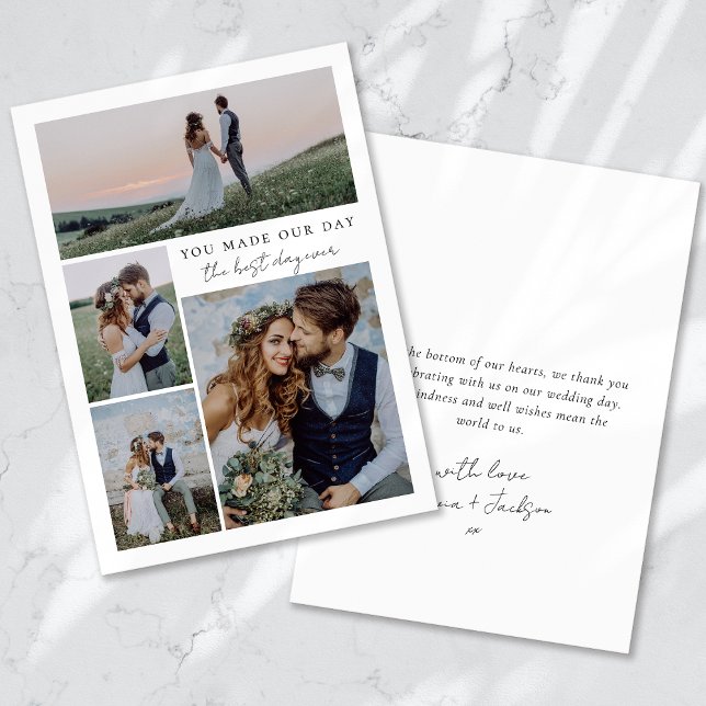 Tarjeta De Agradecimiento Boda multifotográfico con guión de caligrafía (Subido por el creador)