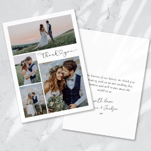 Tarjeta De Agradecimiento Boda multifotográfico con guión de caligrafía