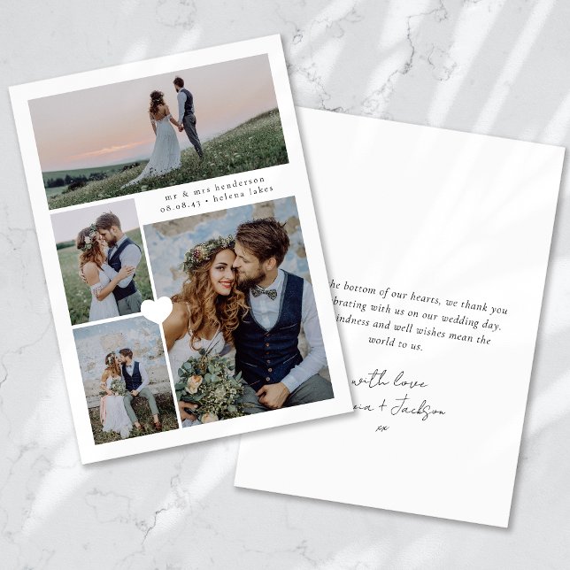 Tarjeta De Agradecimiento Boda multifotográfico con guión de caligrafía (Subido por el creador)