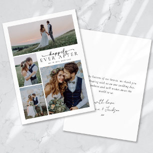 Tarjeta De Agradecimiento Boda multifotográfico con guión de caligrafía