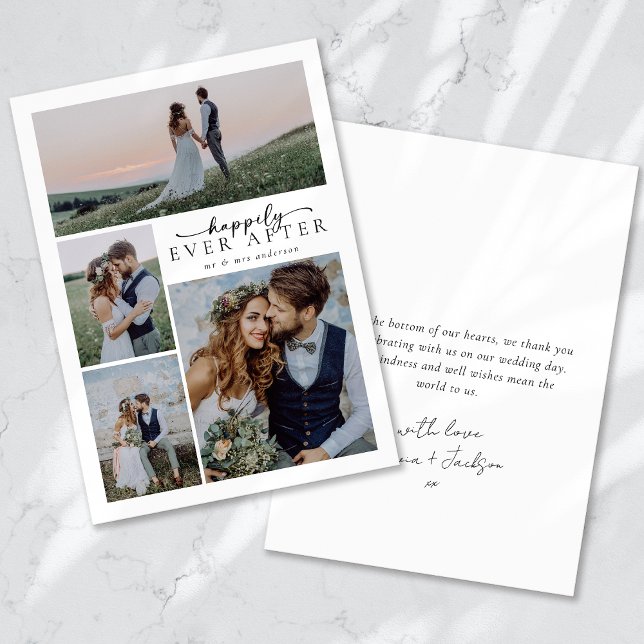 Tarjeta De Agradecimiento Boda multifotográfico con guión de caligrafía (Subido por el creador)