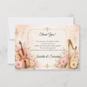 Tarjeta De Agradecimiento Boda Musical Elegante Boda