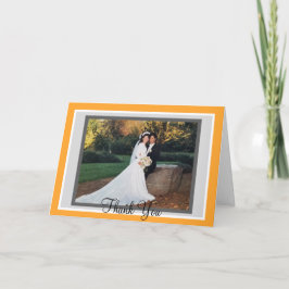 Tarjeta De Agradecimiento Boda Naranja Blanco Foto