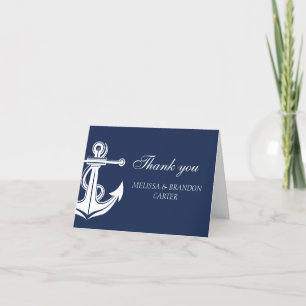 Tarjeta De Agradecimiento Boda náutica Anchor Beach Gracias