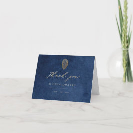 Tarjeta De Agradecimiento Boda náutica azul marino moderna