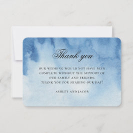Tarjeta De Agradecimiento Boda náutica azul. Playa marina moderna acuarela