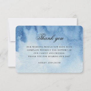 Tarjeta De Agradecimiento Boda náutica azul. Playa marina moderna acuarela