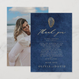 Tarjeta De Agradecimiento Boda náutica moderna azul marino