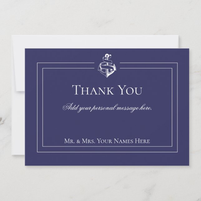 Tarjeta De Agradecimiento Boda náutico (Anverso)