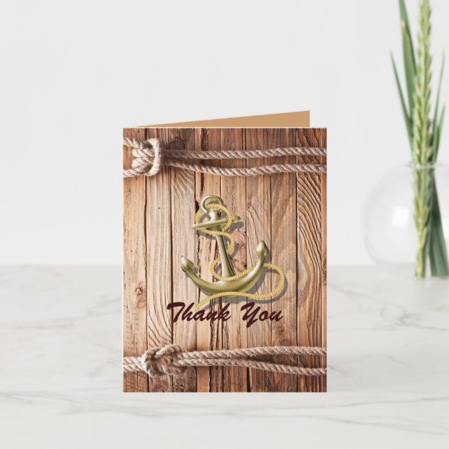 Tarjeta De Agradecimiento boda náutico anclador de playa de embarcadero grac (Anverso)
