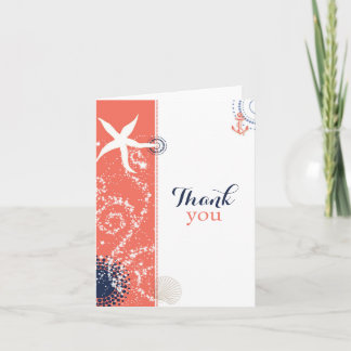 Tarjeta De Agradecimiento Boda Náutico Azul de la Marina Gracias