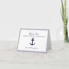 Tarjeta De Agradecimiento Boda Náutico Gracias Anchor Azul