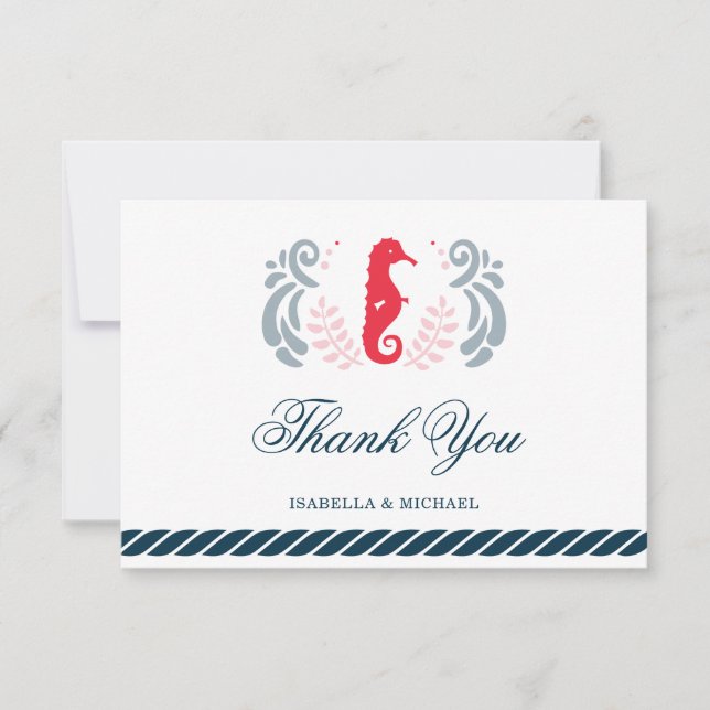 Tarjeta De Agradecimiento Boda Náutico Moderno (Anverso)