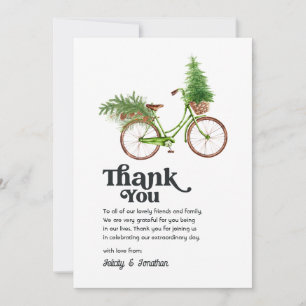 Tarjeta De Agradecimiento Boda Navideña Bicicleta Retro Fiesta