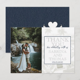 Tarjeta De Agradecimiento Boda Navy Blue Hawaii - Gracias
