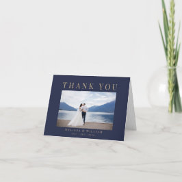 Tarjeta De Agradecimiento Boda Navy Gold