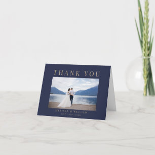 Tarjeta De Agradecimiento Boda Navy Gold