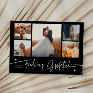 Tarjeta De Agradecimiento Boda Negra Multi Foto Sintiendo Gratitud