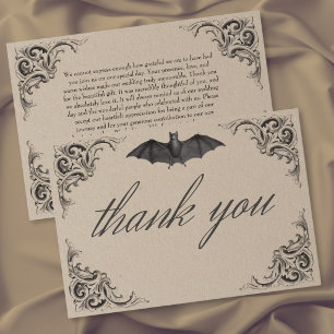 Tarjeta De Agradecimiento Boda Negra y Marrón Victoriana Hasta la Muerte