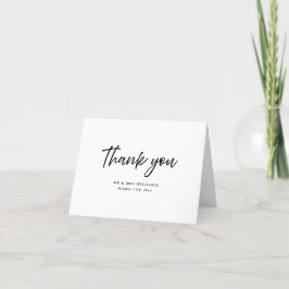 Tarjeta De Agradecimiento Boda Negro Blanco Letra Manuscrita Minimalista