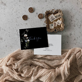 Tarjeta De Agradecimiento Boda negro de Floral de bosque salvaje