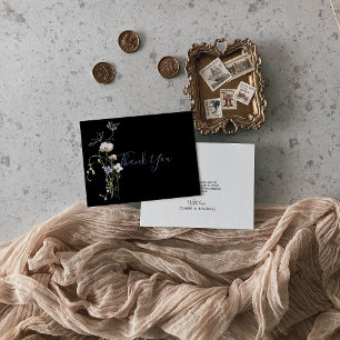 Tarjeta De Agradecimiento Boda negro de Floral de bosque salvaje