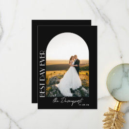 Tarjeta De Agradecimiento Boda Negro Foto Gracias