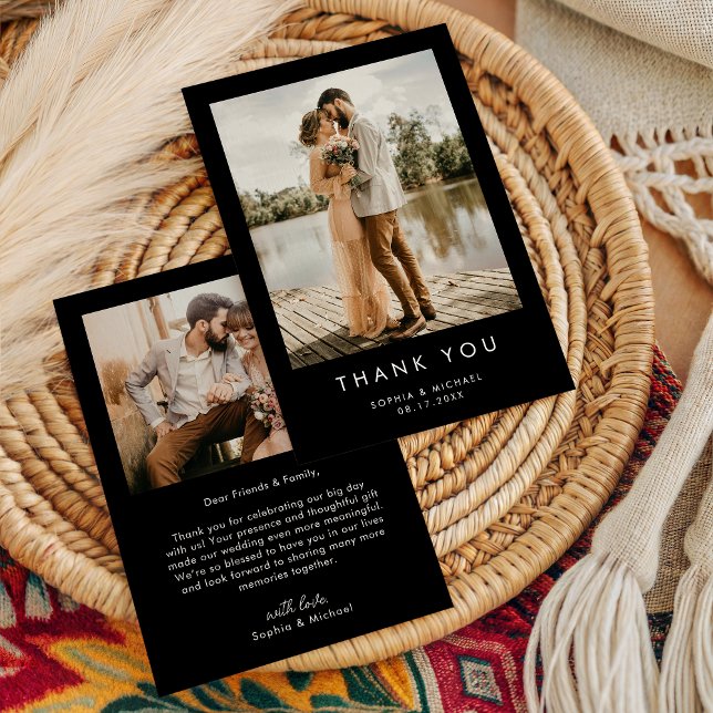 Tarjeta De Agradecimiento Boda negro fotográfico moderno simple (Subido por el creador)