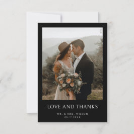 Tarjeta De Agradecimiento Boda negro fotográfico moderno simple