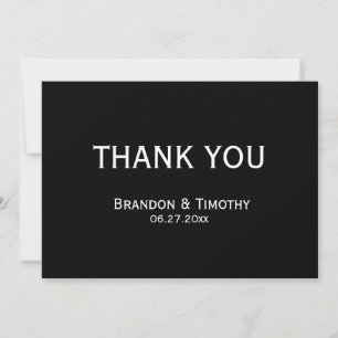 Tarjeta De Agradecimiento Boda negro gay Gracias Cartas