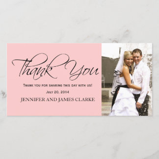 Tarjeta De Agradecimiento Boda negro rosado de Rubor Gracias Cartas de fotos