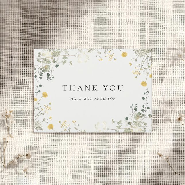 Tarjeta De Agradecimiento Boda Neutral Elegante de Flor Silvestre (Subido por el creador)
