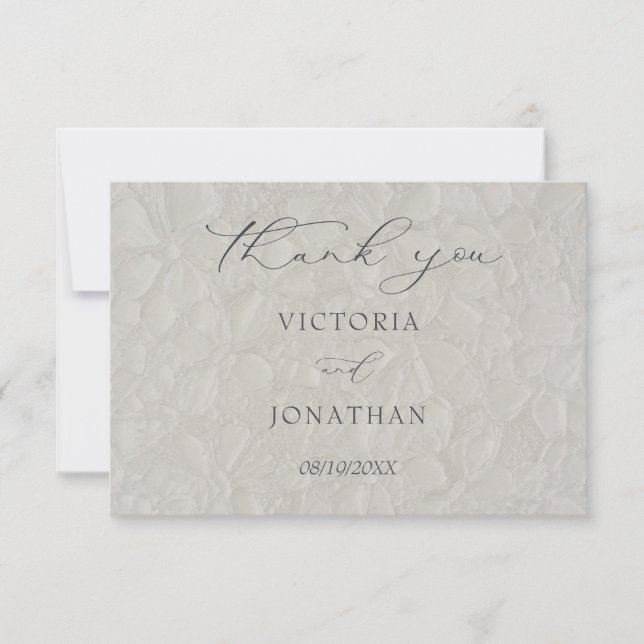 Tarjeta De Agradecimiento Boda Neutral Floral (Anverso)