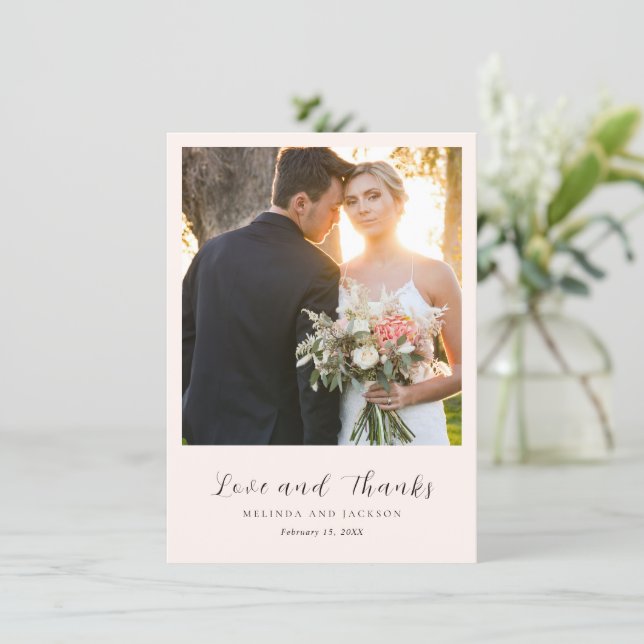 Tarjeta De Agradecimiento Boda Neutral Terrosa Moderna Foto (Anverso de pie)