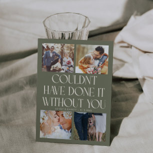 Tarjeta De Agradecimiento Boda No Sin Ti 4-Fotos Verde Salvia