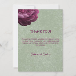 Tarjeta de agradecimiento boda nota verde Sage
