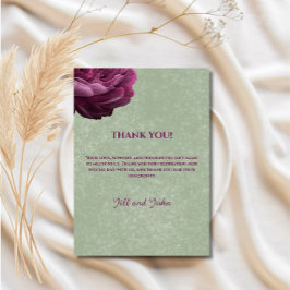 Tarjeta de agradecimiento boda nota verde Sage