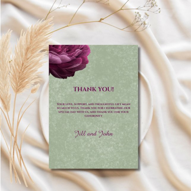 Tarjeta de agradecimiento boda nota verde Sage (Subido por el creador)