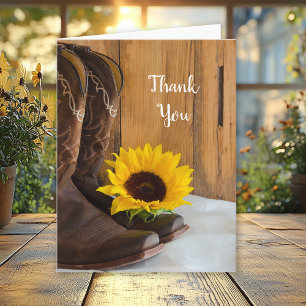 Tarjeta De Agradecimiento Boda occidental del girasol del país gracias