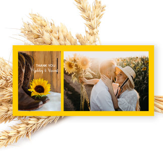 Tarjeta De Agradecimiento Boda occidental del girasol del país gracias