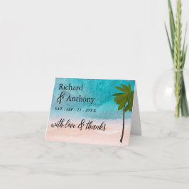 Tarjeta De Agradecimiento Boda Ocean Beach Palm Tree Gracias