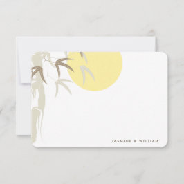 Tarjeta De Agradecimiento Boda Oriental Yellow Sunrise Bamboo
