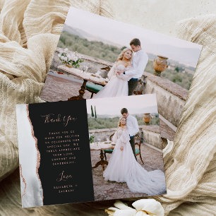 Tarjeta De Agradecimiento Boda oro rosa ágata gris blanco Foto