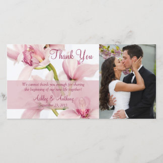 Tarjeta De Agradecimiento Boda Orquídea Rosa Cymbidium Gracias Fototarjeta