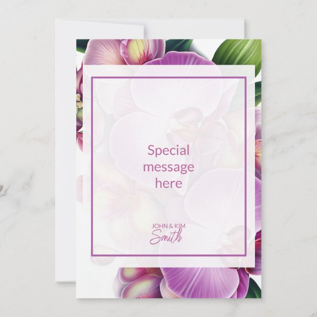 Tarjeta De Agradecimiento Boda Orquídeas Florales (Reverso)