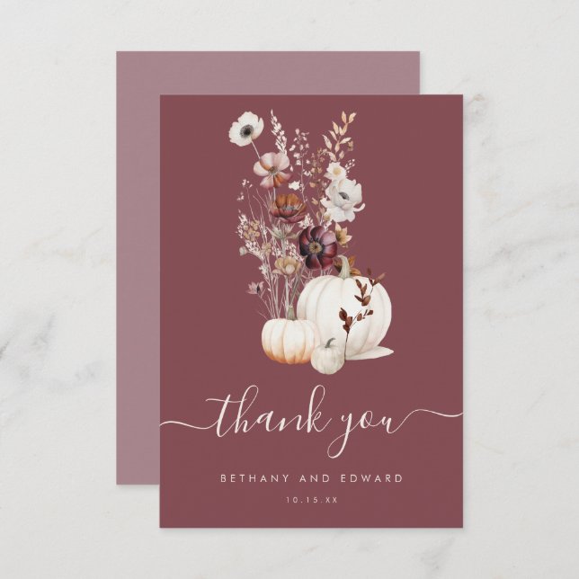 Tarjeta De Agradecimiento Boda otoñal bohemiano (Anverso / Reverso)