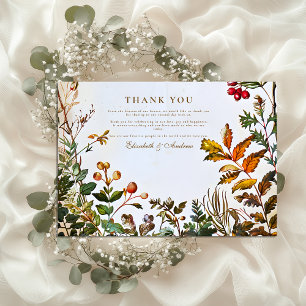 Tarjeta De Agradecimiento Boda Otoñal Botánica Vintage